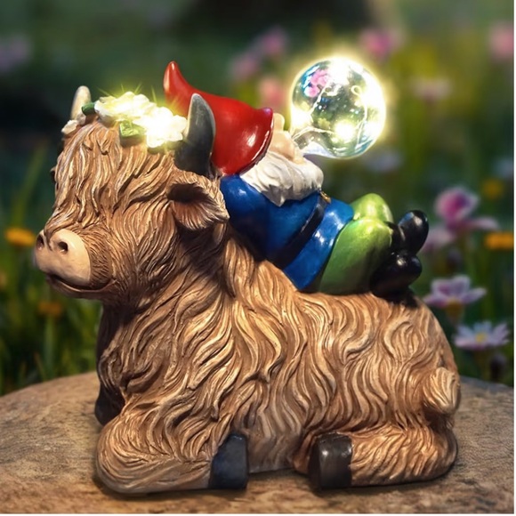 Other - Solar Highland Cow Gnome Garden Decor Statue, Outdoor Funny Solar Light